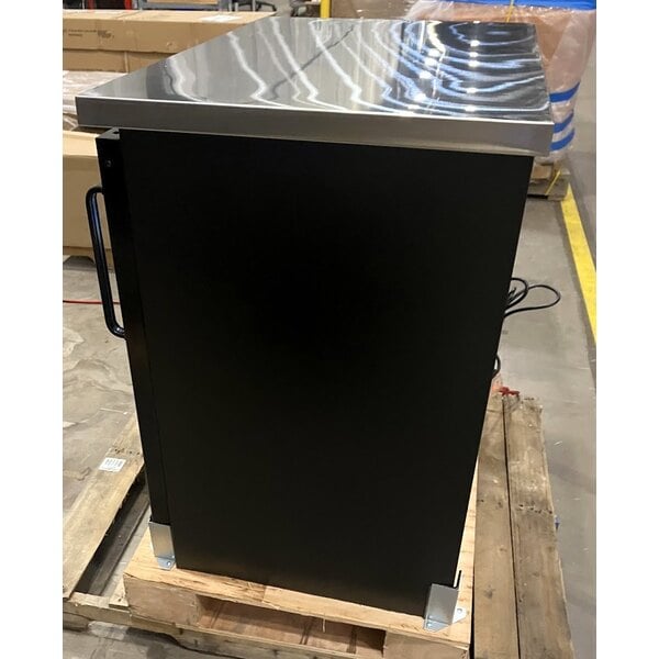 Scratch and Dent Avantco UBB-36G-HC 36" Black Counter Height Narrow Glass Door Back Bar Refrigerator with LED Lighting