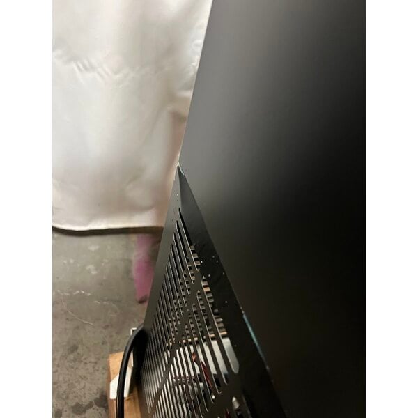 Scratch and Dent Avantco UBB-3G-HC 69" Black Counter Height Glass Door Back Bar Refrigerator with LED Lighting