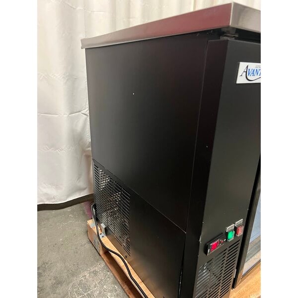 Scratch and Dent Avantco UBB-3G-HC 69" Black Counter Height Glass Door Back Bar Refrigerator with LED Lighting