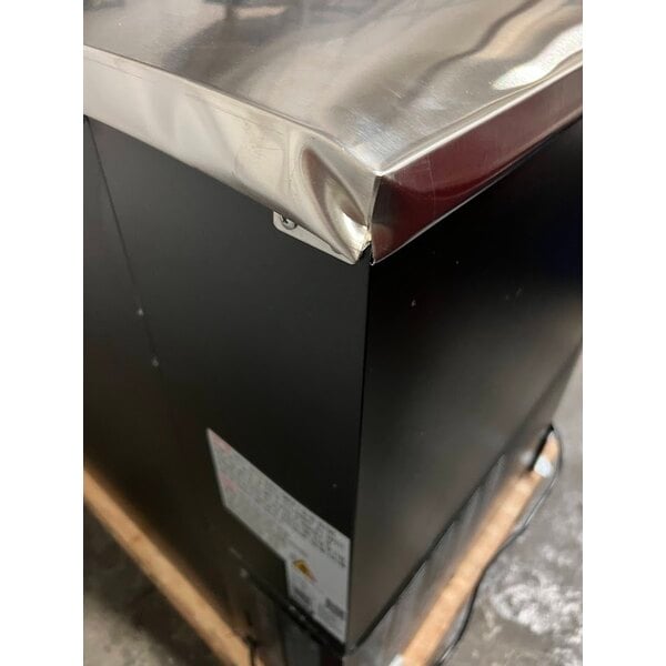 Scratch and Dent Avantco UBB-3G-HC 69" Black Counter Height Glass Door Back Bar Refrigerator with LED Lighting