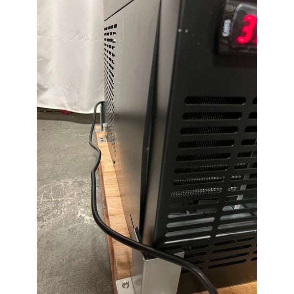 Scratch and Dent Avantco UBB-3G-HC 69" Black Counter Height Glass Door Back Bar Refrigerator with LED Lighting