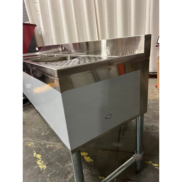 Scratch and Dent Regency 72" x 18 3/4" Three Bowl Underbar Sink with Two Large Drainboards
