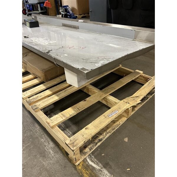 Scratch and Dent Regency 30" x 96" 16 Gauge Stainless Steel Work Table with Left Sink, Faucet, and Cross Bracing