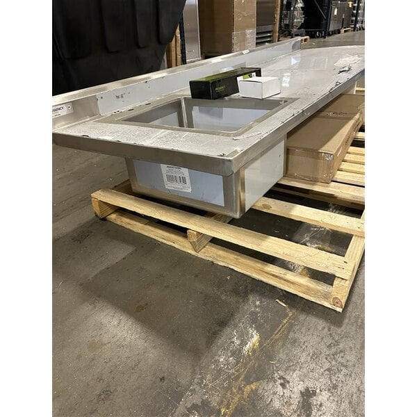 Scratch and Dent Regency 30" x 96" 16 Gauge Stainless Steel Work Table with Left Sink, Faucet, and Cross Bracing