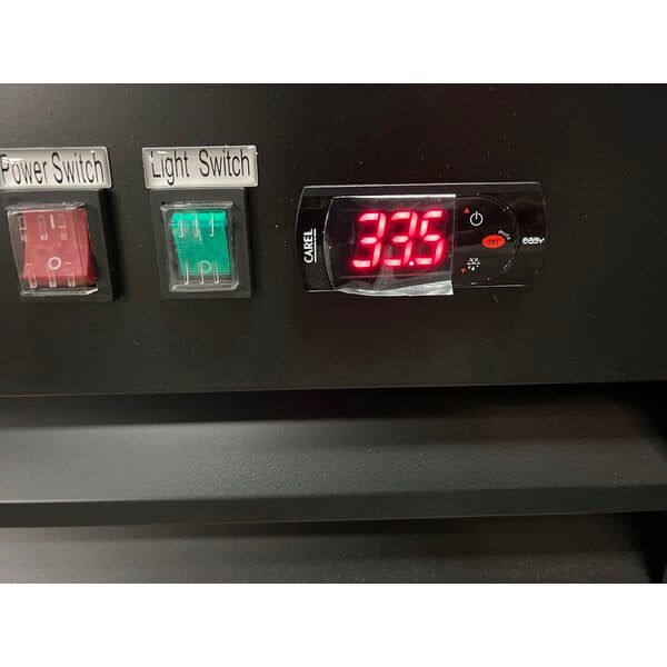 Scratch and Dent Avantco GDC-69-HC 78 1/4" Black Swing Glass Door Merchandiser Refrigerator with LED Lighting