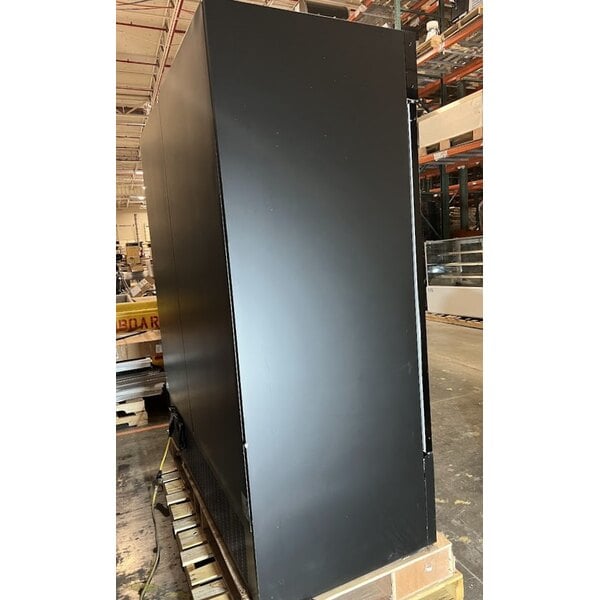 Scratch and Dent Avantco GDC-69-HC 78 1/4" Black Swing Glass Door Merchandiser Refrigerator with LED Lighting
