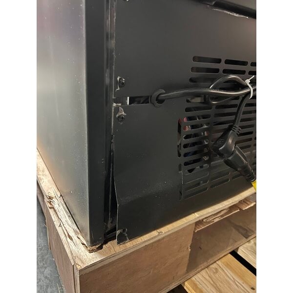 Scratch and Dent Avantco GDC-69-HC 78 1/4" Black Swing Glass Door Merchandiser Refrigerator with LED Lighting
