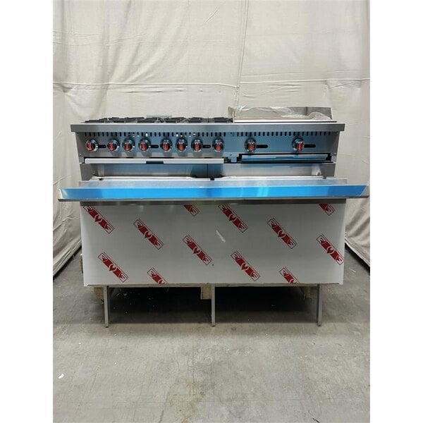 Scratch and Dent Cooking Performance Group S60-G24-L Liquid Propane 6 Burner 60" Range with 24" Griddle and 2 Standard Ovens - 280,000 BTU