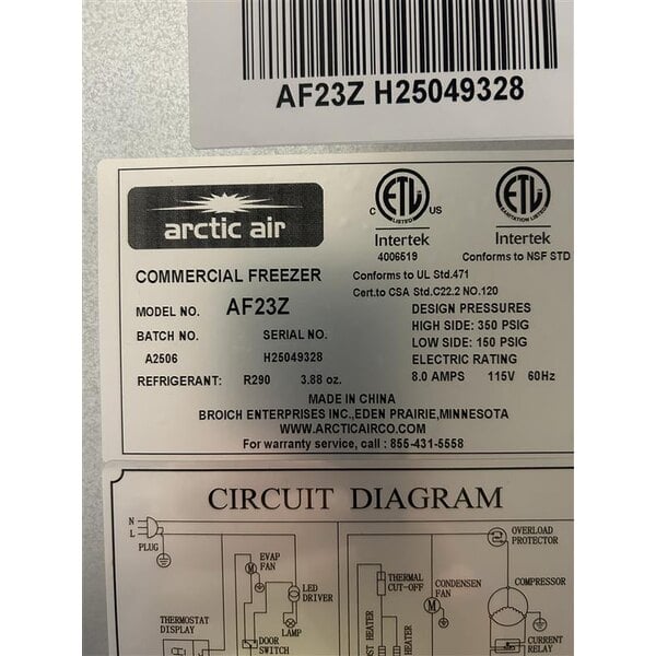 Scratch and Dent Arctic Air AF23 26 3/4" One Section Reach-In Freezer - 23 cu. ft.