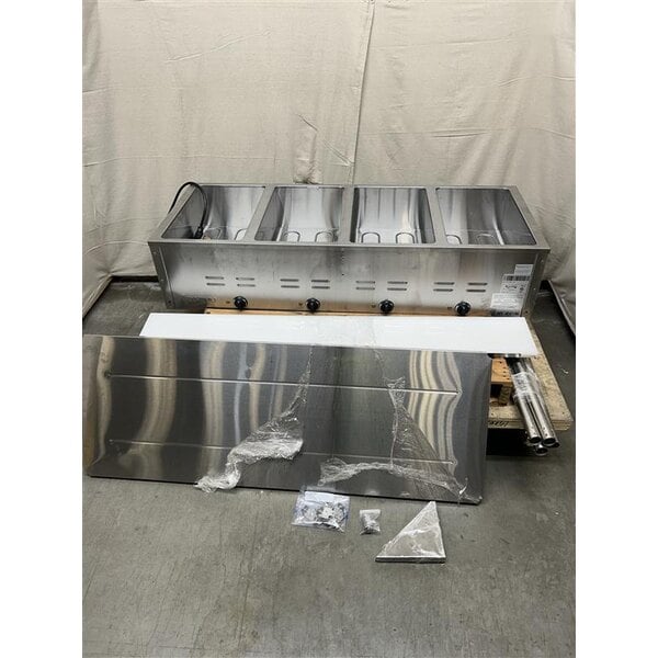 Scratch and Dent Avantco STE-4SA Four Pan Open Well Electric Steam Table with Undershelf - 120V, 2000W