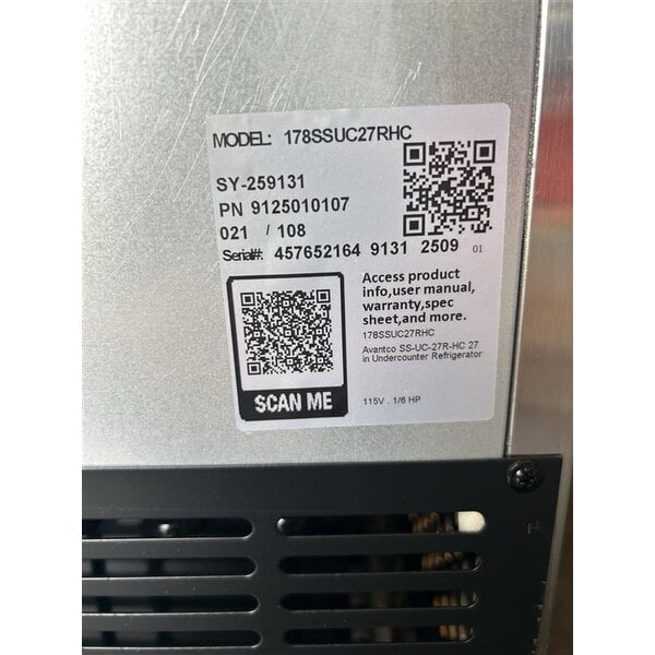 Scratch and Dent Avantco SS-UC-27R-HC 27" Undercounter Refrigerator