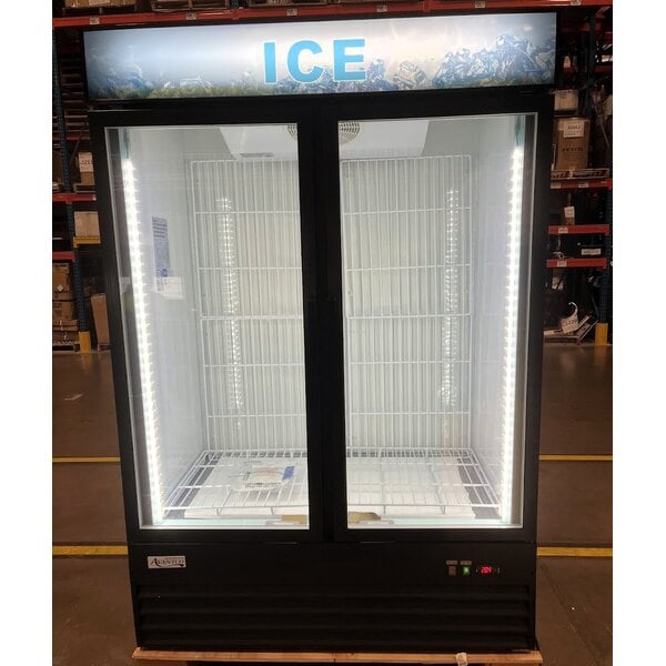 Scratch and Dent Avantco GD-ICE-49F 53" Black Indoor Glass Door Ice Merchandiser