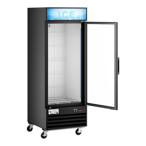Scratch and Dent Avantco GD-ICE-24F 31" Black Indoor Glass Door Ice Merchandiser