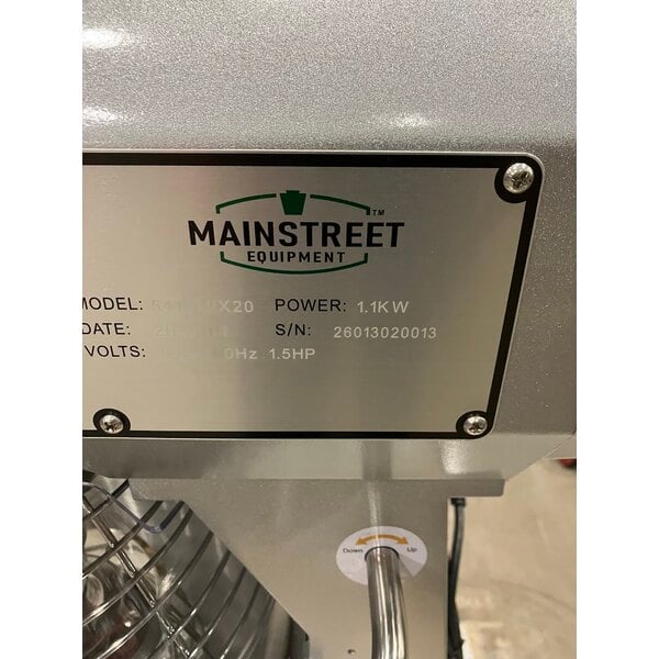 Scratch and Dent MainStreet Equipment CMIX20 20 Qt. Planetary Stand Mixer with Guard & Standard Accessories - 120V, 1 1/2 hp