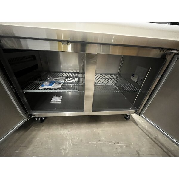 Scratch and Dent Avantco SSPPT-3I 94" 2 Door Refrigerated Pizza Prep Table with 2 Drawers