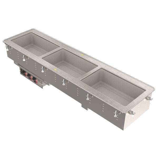 Scratch and Dent Vollrath 3664820 Modular Drop In Three Compartment Short Side Hot Food Well with Thermostatic Controls and Manifold Drain - 208/240V, 3000W