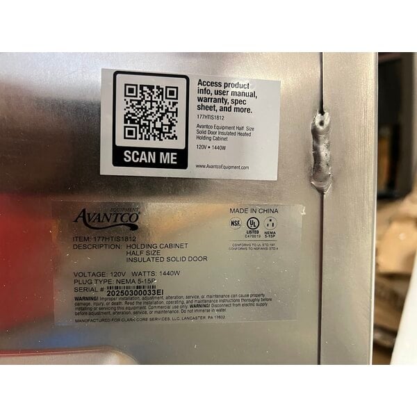 Scratch and Dent Avantco HTIS-1812 Undercounter Half Size Insulated Heated Holding Cabinet with Solid Door - 120V