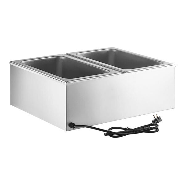 Scratch and Dent Avantco FW200D 12" x 20" Full Size Dual Well Electric Countertop Food Warmer with Thermostatic Controls - 120V, 2,000W