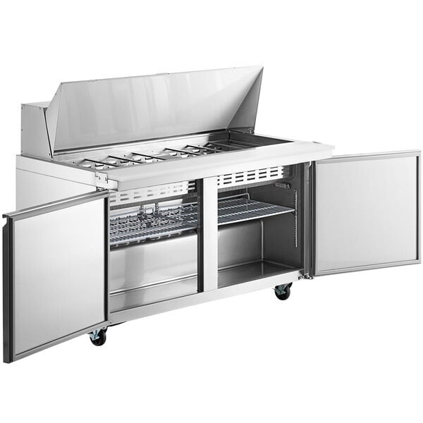 Scratch and Dent Avantco SS-PT-60M-HC 60" 2 Door Mega Top Stainless Steel Refrigerated Sandwich Prep Table