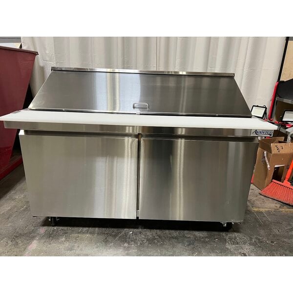 Scratch and Dent Avantco SS-PT-60M-HC 60" 2 Door Mega Top Stainless Steel Refrigerated Sandwich Prep Table