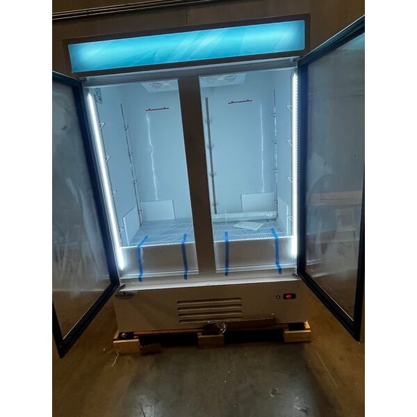 Scratch and Dent MainStreet Equipment GMC-49 52 3/4" White Swing Glass Door Merchandiser Refrigerator - 120V