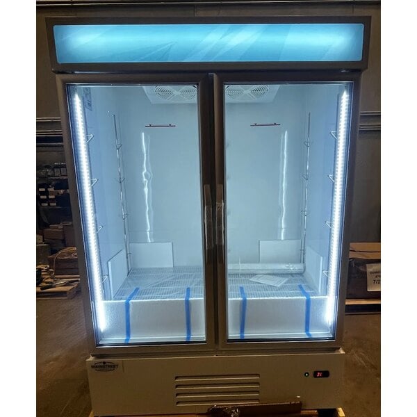 Scratch and Dent MainStreet Equipment GMC-49 52 3/4" White Swing Glass Door Merchandiser Refrigerator - 120V