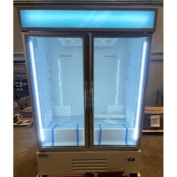Scratch and Dent MainStreet Equipment GMC-49 52 3/4" White Swing Glass Door Merchandiser Refrigerator - 120V