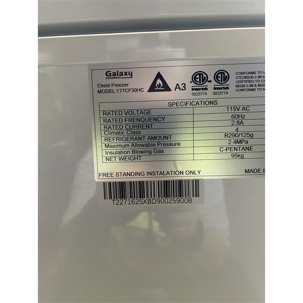 Scratch and Dent Galaxy CF30HC Commercial Chest Freezer - 30 cu. ft.