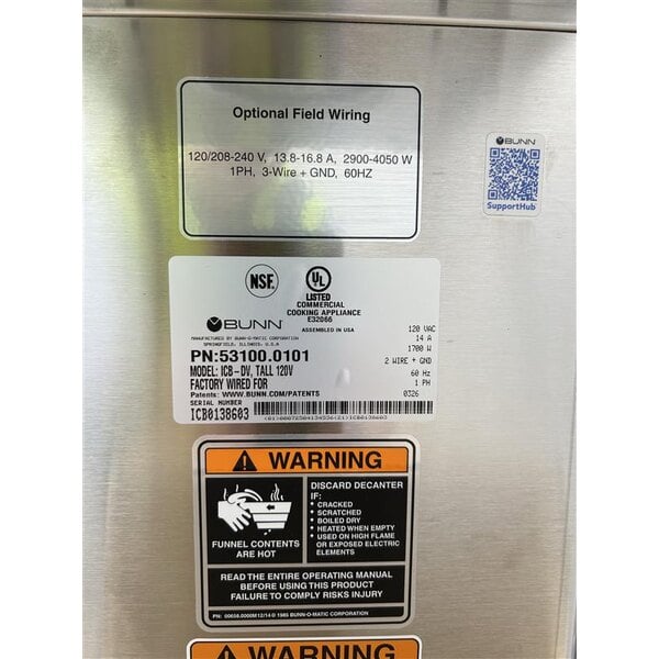 Scratch and Dent Bunn 53100.0001 BrewWISE ICB-DV Infusion Stainless Steel Dual Voltage Tall Coffee Brewer - 120V or 120/208V-240V, 4050W