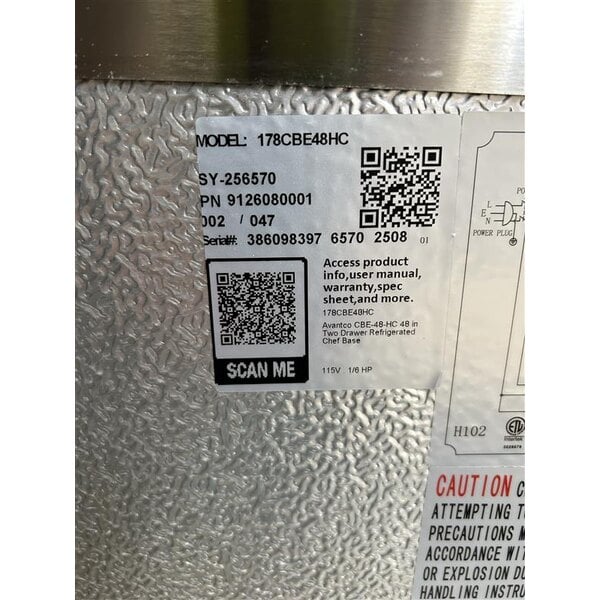 Scratch and Dent Avantco CBE-48-HC 48" 2 Drawer Refrigerated Chef Base