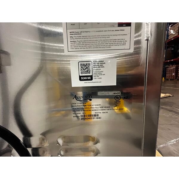 Scratch and Dent Avantco HPI-1836 Full Size Insulated Heated Holding / Proofing Cabinet with Clear Door - 120V