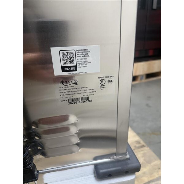 Scratch and Dent Avantco HEAT-1836I Full Size Insulated Heated Holding Cabinet with Clear Door - 120V