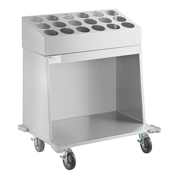Scratch and Dent ServIt 32" Stainless Steel Flatware / Tray Cart with 18 Flatware Cylinder Capacity TSC-32