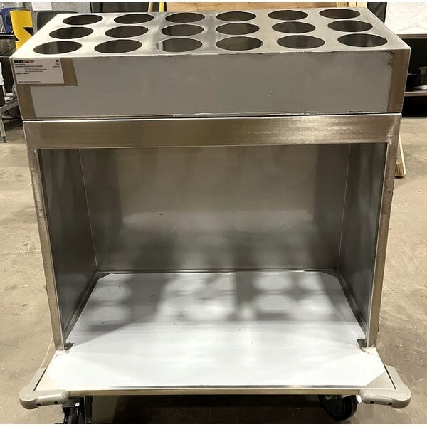 Scratch and Dent ServIt 32" Stainless Steel Flatware / Tray Cart with 18 Flatware Cylinder Capacity TSC-32