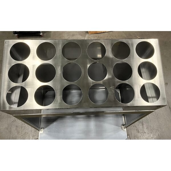 Scratch and Dent ServIt 32" Stainless Steel Flatware / Tray Cart with 18 Flatware Cylinder Capacity TSC-32