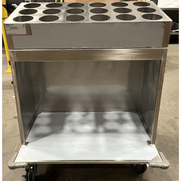 Scratch and Dent ServIt 32" Stainless Steel Flatware / Tray Cart with 18 Flatware Cylinder Capacity TSC-32