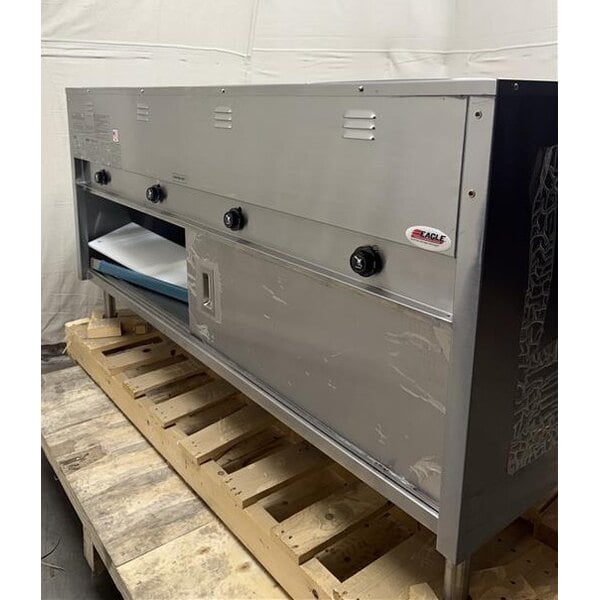 Scratch and Dent Eagle Group HT4CB-NG Spec Master Series Four Pan Open Well Natural Gas Hot Food Table with Sliding Doors - 14,000 BTU