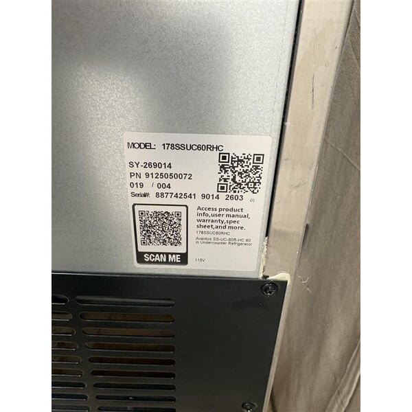 Scratch and Dent Avantco SS-UC-60R-HC 60" Undercounter Refrigerator