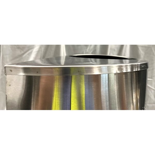 Scratch and Dent Rubbermaid® FGSH12SSPL Silhouettes Stainless Steel Designer Half Round Trash Can - 12 Gallon