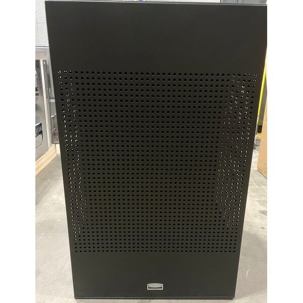 Scratch and Dent Rubbermaid® FGSC18EPLTBK Silhouettes Black Steel Designer Square Trash Can - 20 Gallon