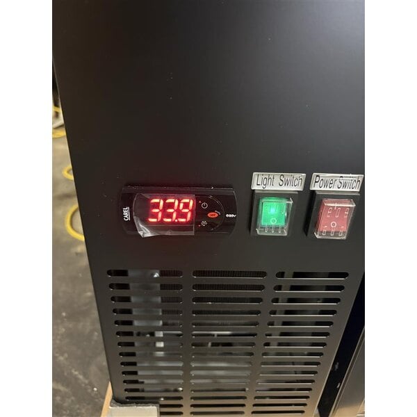 Scratch and Dent Avantco UBB-60G-HC 60" Black Counter Height Narrow Glass Door Back Bar Refrigerator with LED Lighting