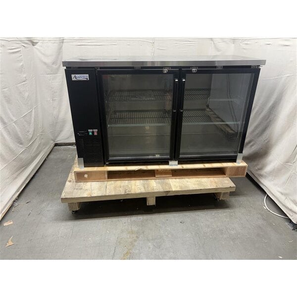 Scratch and Dent Avantco UBB-60G-HC 60" Black Counter Height Narrow Glass Door Back Bar Refrigerator with LED Lighting