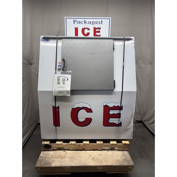 Scratch and Dent Leer 40ASL-R290 51" Outdoor Auto Defrost Ice Merchandiser with Slanted Front and Galvanized Steel Door