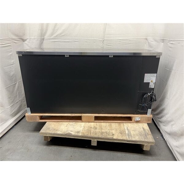 Scratch and Dent Avantco UBB-72S-HC 73" Black Counter Height Narrow Sliding Glass Door Back Bar Refrigerator with LED Lighting