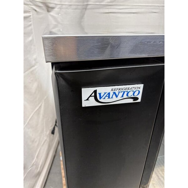 Scratch and Dent Avantco UBB-72S-HC 73" Black Counter Height Narrow Sliding Glass Door Back Bar Refrigerator with LED Lighting