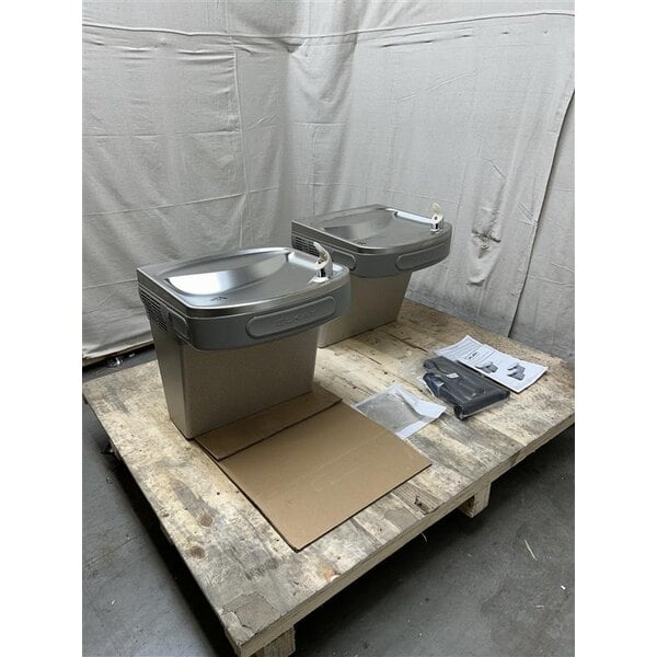 Scratch and Dent Zurn Elkay EZSTL8LC Light Gray Granite 8 GPH Bi-Level Wall Mount Non-Filtered Drinking Fountain with Extra Deep Basin and Vinyl Finish - 115V - Chilled