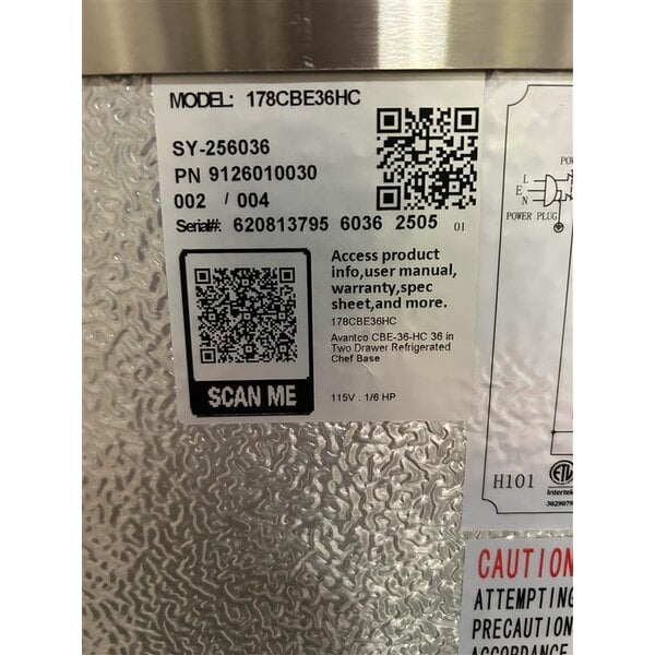 Scratch and Dent Avantco CBE-36-HC 36" 2 Drawer Refrigerated Chef Base