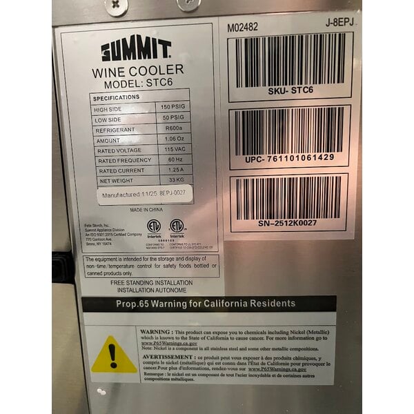 Scratch and Dent Summit Appliance STC6 6-Bottle Countertop Wine Cooler - 115V