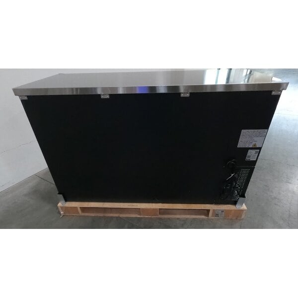 Scratch and Dent Avantco UBB-60S-HC 60" Black Counter Height Narrow Sliding Glass Door Back Bar Refrigerator with LED Lighting
