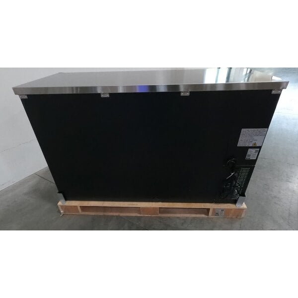 Scratch and Dent Avantco UBB-60S-HC 60" Black Counter Height Narrow Sliding Glass Door Back Bar Refrigerator with LED Lighting